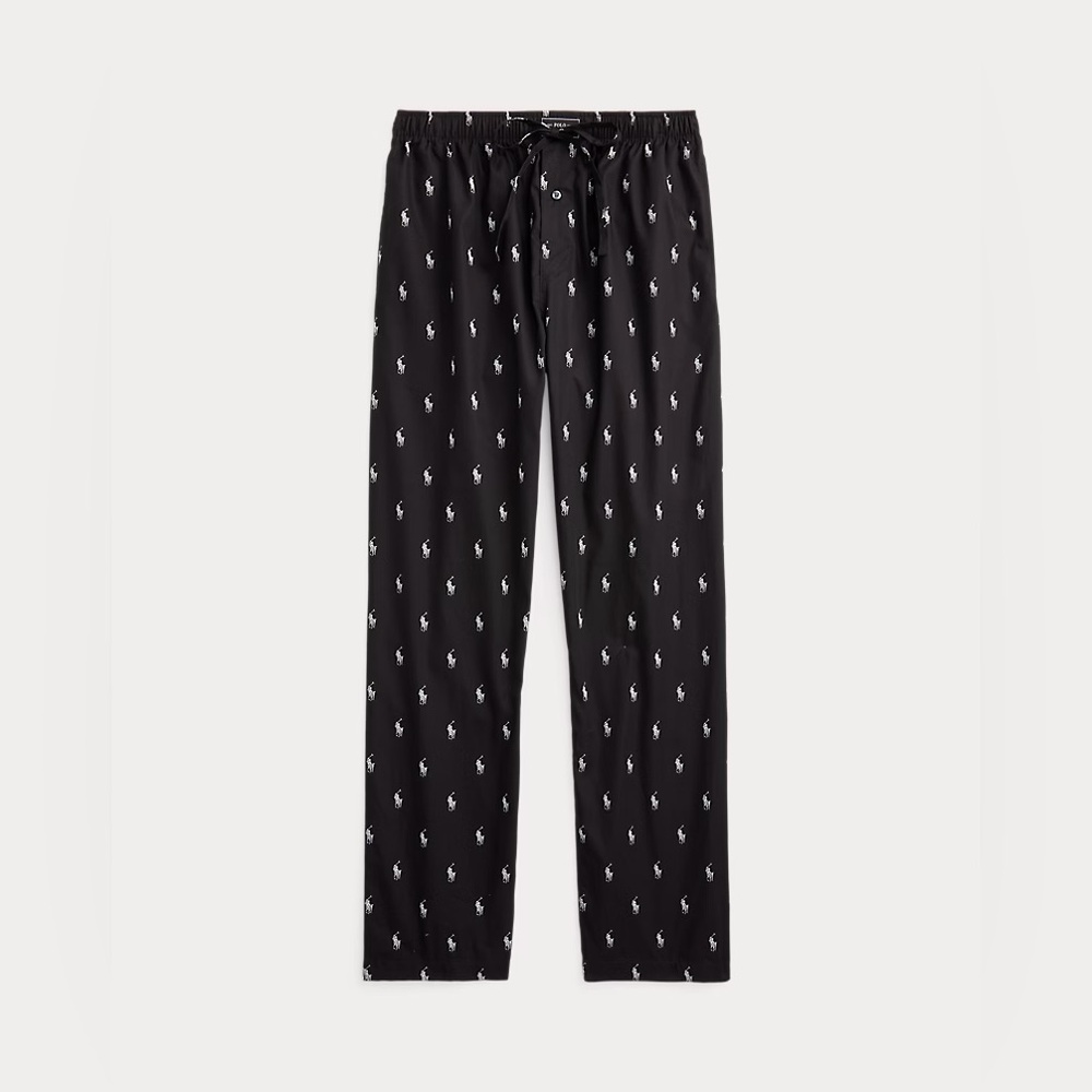 Polo Ralph Lauren Pony Pajama Pant Men Medium Black Cotton Button Adjustable